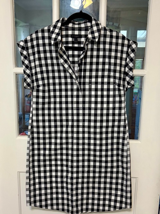 J. Crew Dresses & Skirts - J. Crew Black and White Gingham Shirt Dress